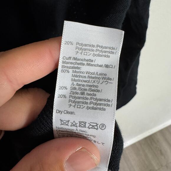 Madewell Merino Wool-Silk Blend V-Neck Sweater WMNS S Black Relaxed Fit Pullover - Picture 6 of 7